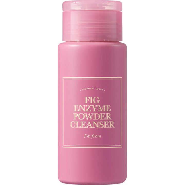 I'm from Fig Enzyme Powder Cleanser 120g exfolierande pulverrengöring i en rosa plastflaska med guldtext.