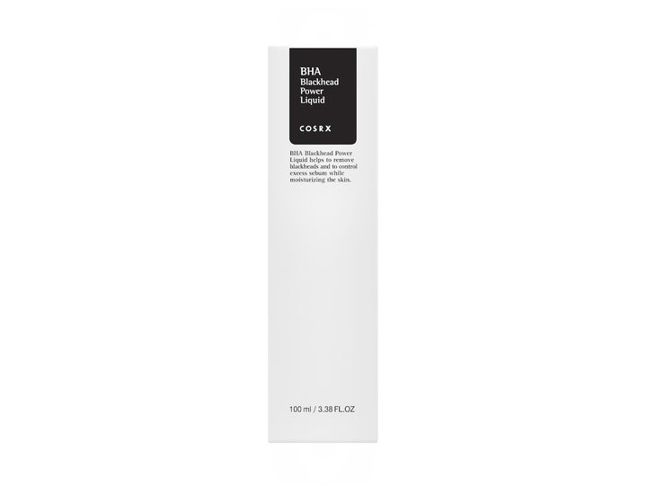 COSRX BHA Blackhead Power Liquid 100 ml exfolierande ansiktsvatten i vit ytterförpackning med svart etikett