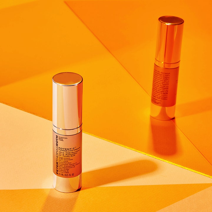 Peter Thomas Roth Potent C Eye Cream 15 ml antioxidant ögonkräm mot mörka ringar i silverpumpflaska på orange bas.