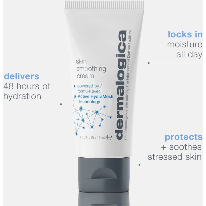 Dermalogica Skin Smoothing Cream 100 ml ansiktskräm för torr hud i vit tub som ger 48 timmars fukt och skyddar huden.