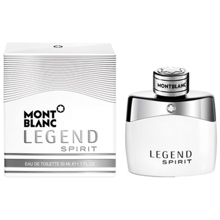 Montblanc Legend Spirit Eau de Toilette 50 ml fräsch parfym i vit flaska med silverdetaljer och matchande ytterförpackning