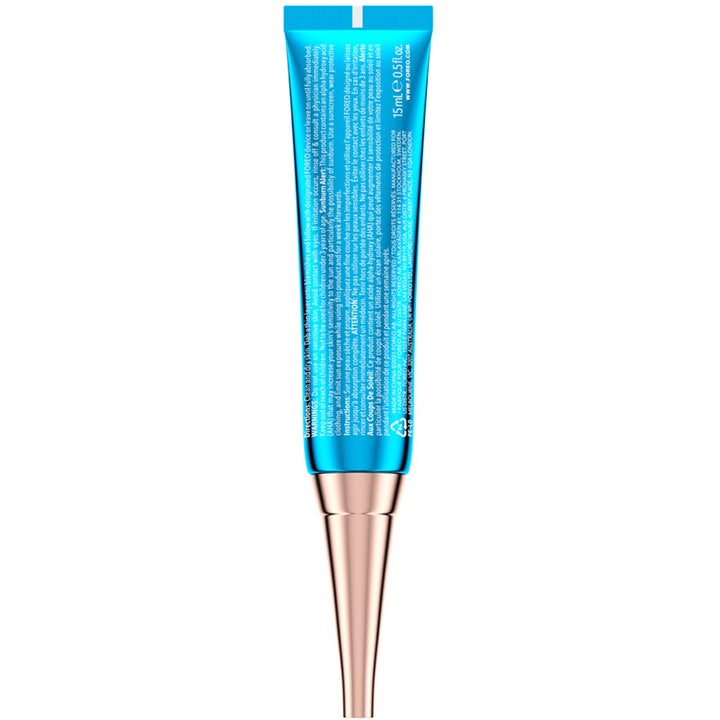 FOREO Blemish Solution 15 ml behandling mot acne i blå tub med vit baksida och guldfärgad applikator.