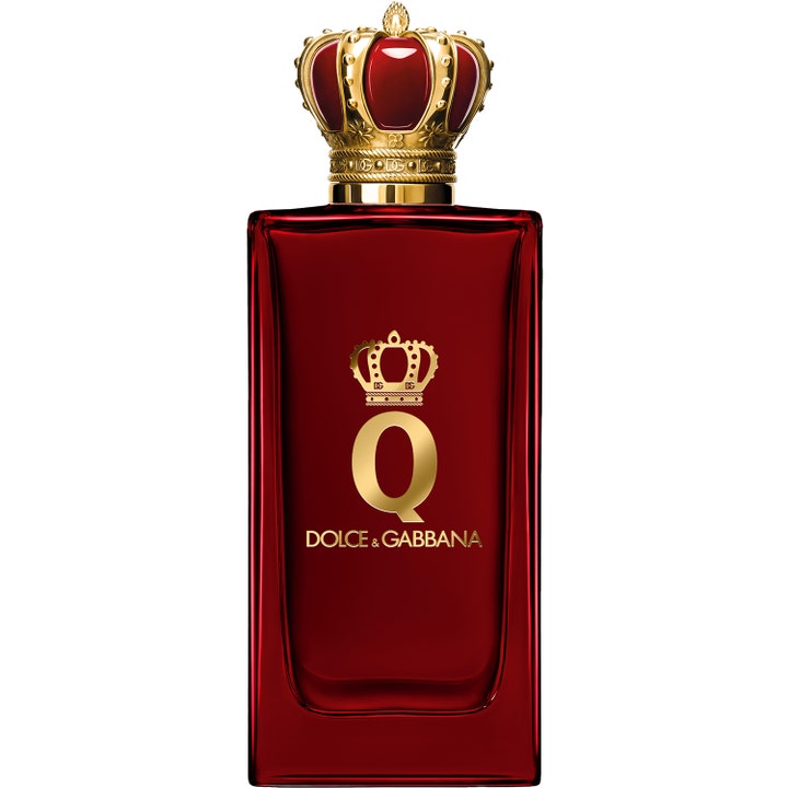 Dolce & Gabbana Q by Dolce&Gabbana Parfum 100 ml kanderade körsbär parfym i röd glasflaska med guldlock format som en krona