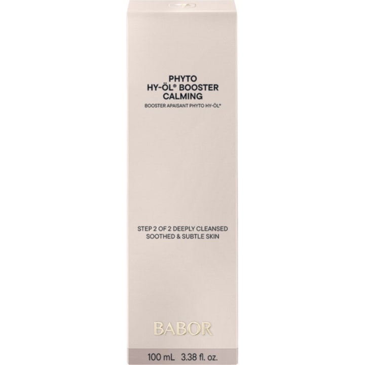 Babor Phyto HY-ÖL Booster Calming 100 ml lugnande ansiktsrengöring i en beige ytterförpackning av kartong