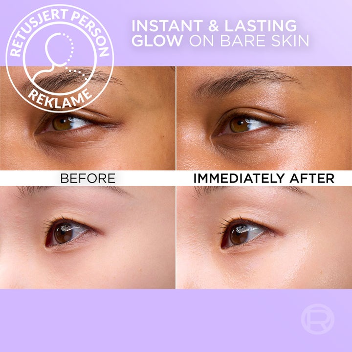 L'Oréal Paris Revitalift Filler Glass Skin Liquid Cream 50 ml ansiktskräm ger lyster i före och efterbilder.