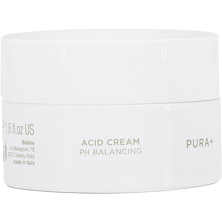 Bioline Pura+ Acid Cream PH Balancing 50 ml balanserande ansiktskräm i vit stilren burk som ger en jämnare hudton.