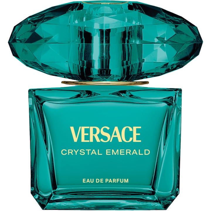 Versace Crystal Emerald 90 ml eau de parfum i en smaragdgrön glasflaska med stor fasettslipad kork