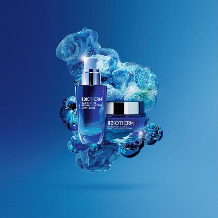 Biotherm Blue Retinol Serum 30 ml nattserum ger antiaging hudvård nattetid bredvid vit Cera Repair kräm