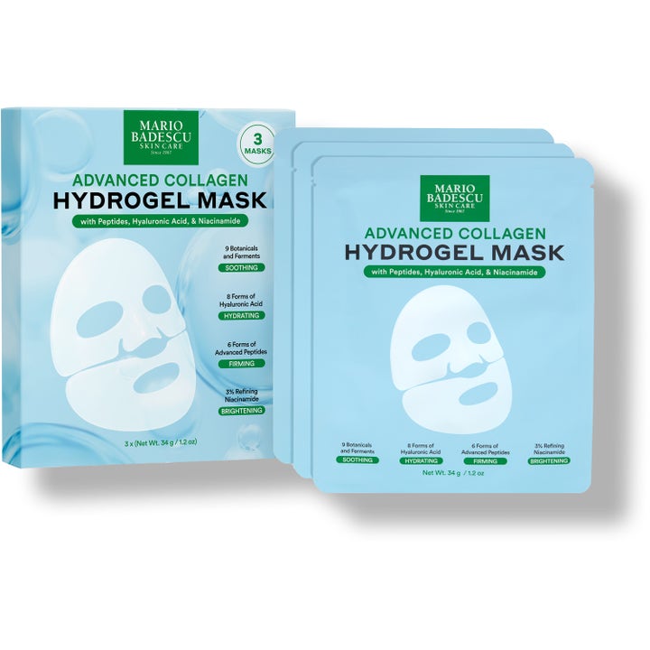 Mario Badescu Advanced Collagen Hydrogel Mask 3-pack återfuktande ansiktsmasker i ljusblå dospåsar som ger fasthet.