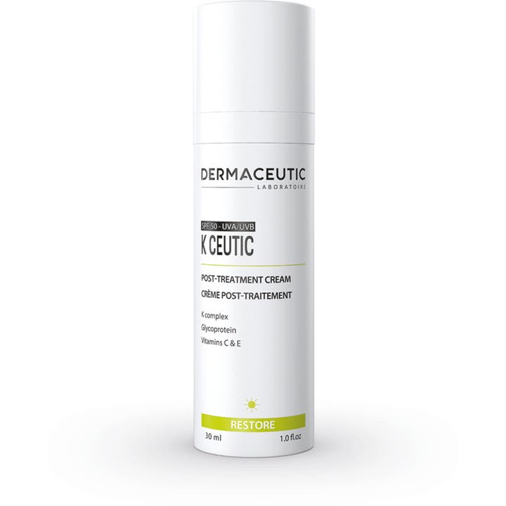 Dermaceutic K Ceutic 30 ml lugnande ansiktskräm med SPF 50 i en stilren vit pumpflaska