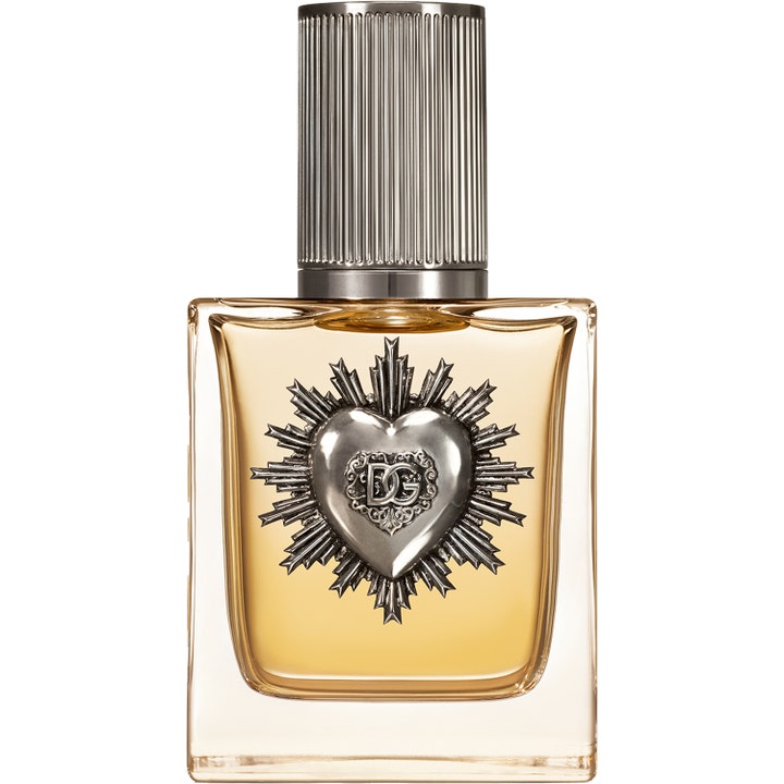 Dolce & Gabbana Devotion Pour Homme 50 ml designerparfym herr i glasflaska med bärnstensfärgad vätska och silverhjärta