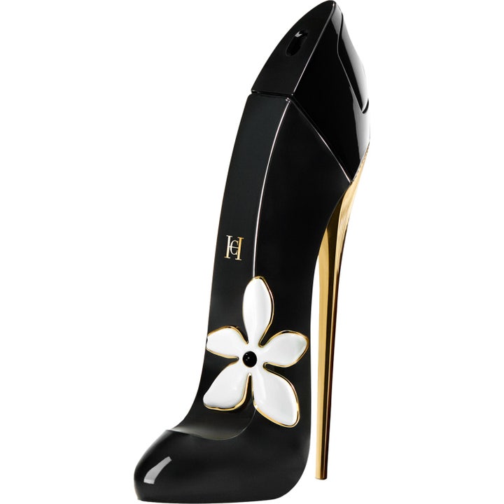 Carolina Herrera Good Girl Jasmine Absolute 80 ml parfym i svart stilettklack med guldfärgad häl och vit blomma