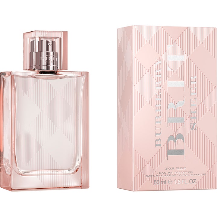 Burberry Brit Sheer 50ml eau de toilette dam i ljusrosa glasflaska och matchande ask med rutmönster