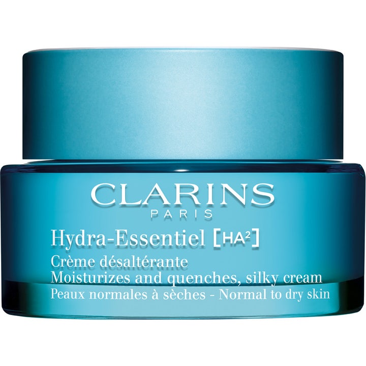 Clarins Hydra-Essentiel HA2 50ml återfuktande ansiktskräm som ger intensiv fukt i en blå glasburk med matt lock