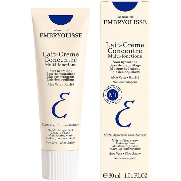 Embryolisse Lait Creme Concentre 30 ml återfuktande ansiktskräm i vit tub bredvid matchande ytterförpackning.