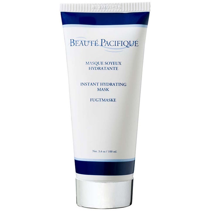 Beauté Pacifique Instant Hydrating Mask 100 ml snabbfuktmask ger djup återfuktning i vit tub med blå detaljer och silverlock.