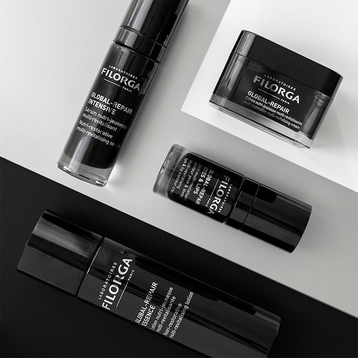 Filorga Global-Repair Essence 150 ml anti age essence behandling i svart flaska med hela serien