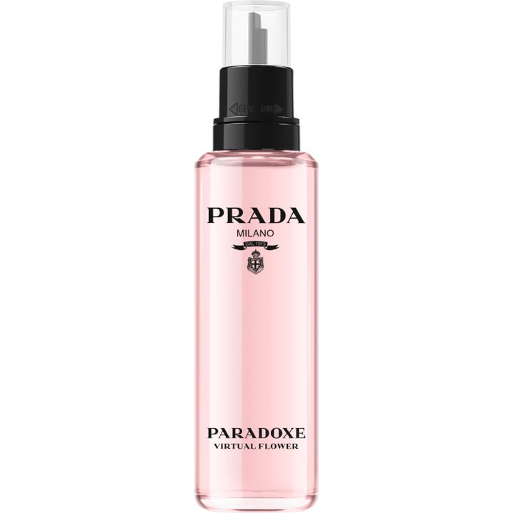 Prada Paradoxe Virtual Flower 100 ml eau de parfum refill blommig parfym i en genomskinlig flaska med rosa vätska