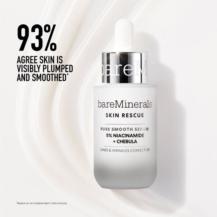 bareMinerals Skin Rescue Pure Smooth Serum 30 ml hudvårdsserum med niacinamide i frostad glasflaska