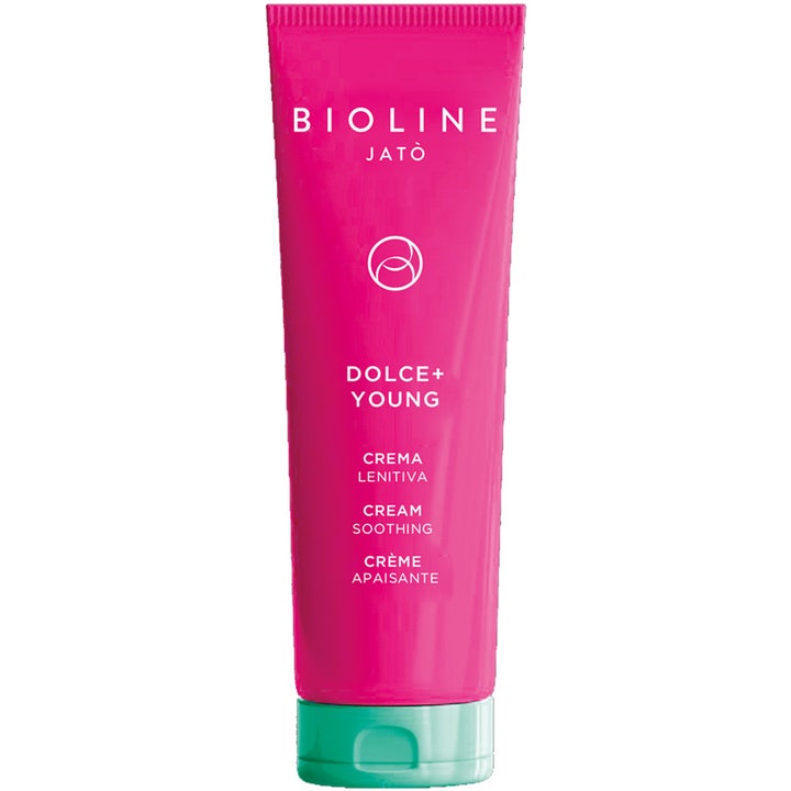 Bioline Jato Dolce+ Young Soothing Cream 50ml ansiktskräm för känslig ung hud och öm hud i rosa tub med turkos kork