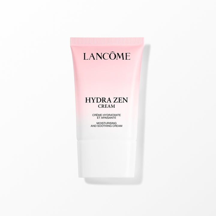 Lancôme Hydra Zen Cream återfuktande och lugnande ansiktskräm i en mjukt rosa och vit tub.