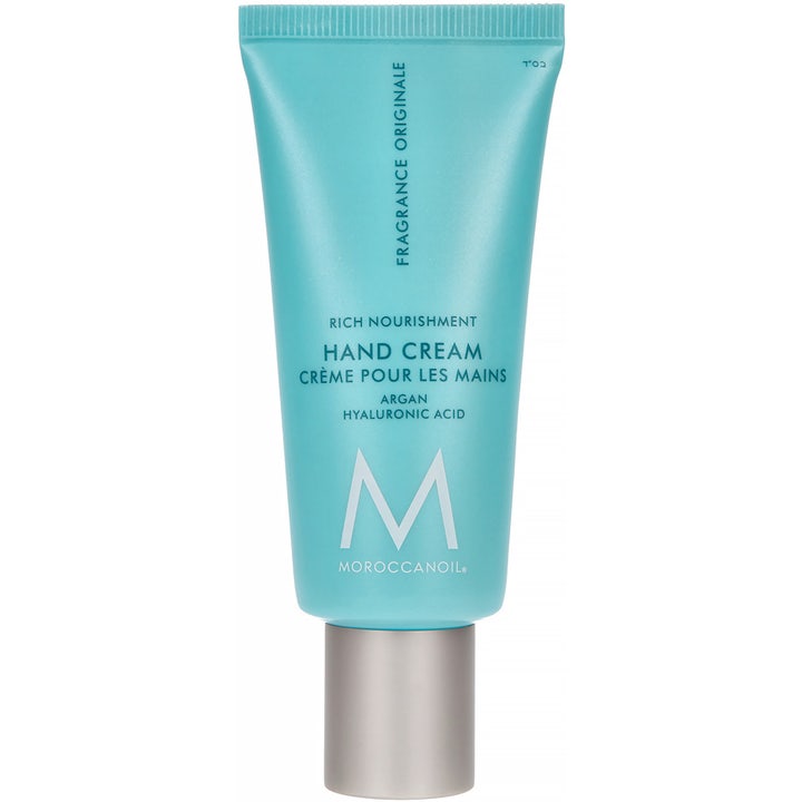 Moroccanoil Hand Cream Fragrance Originale 100ml argan hyaluronsyra handkräm i turkos tub med silverlock