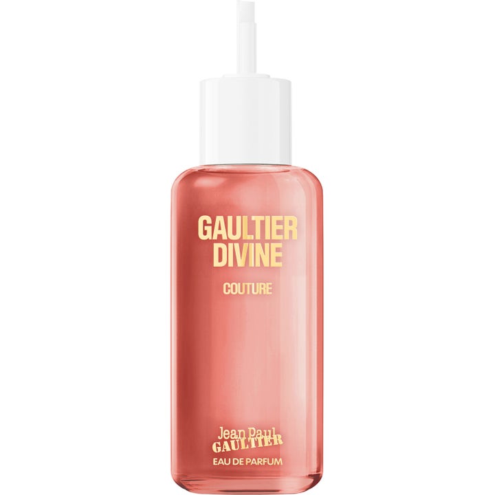 Jean Paul Gaultier Gaultier Divine Couture 200ml parfymrefill i persikofärgad flaska med guldtext och vitt munstycke