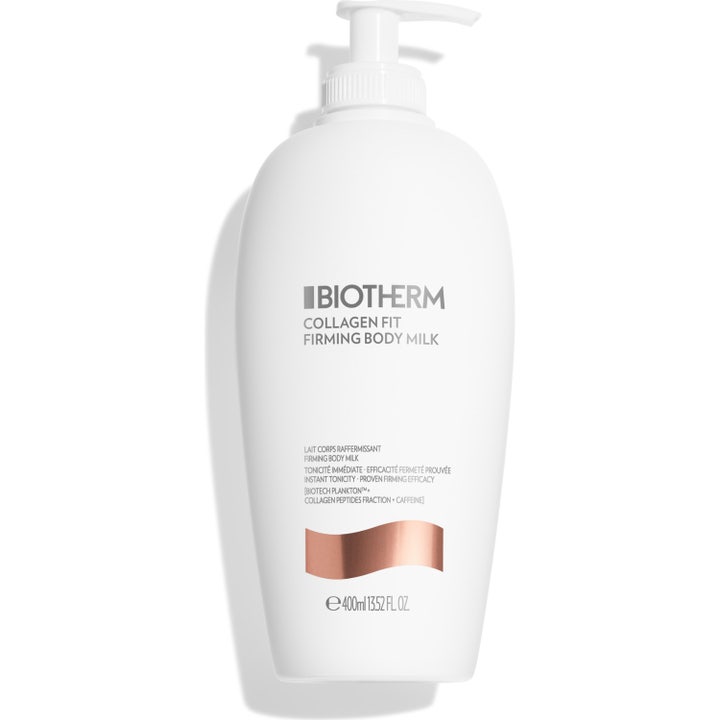 Biotherm Collagen Fit 400ml fast kollagen hudvård i vit pumpflaska för förbättrad hudfasthet
