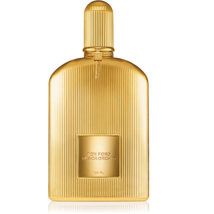 Tom Ford Black Orchid Parfum 100 ml designerparfym i en lyxig guldfärgad räfflad flaska