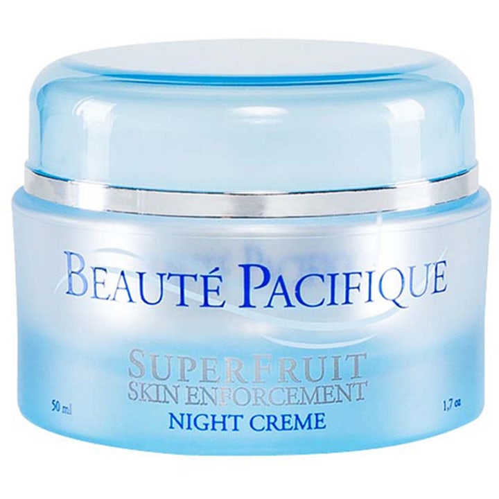 Beauté Pacifique SuperFruit Night Creme 50 ml anti-aging nattkräm superfruit i en ljusblå burk med silverkant.