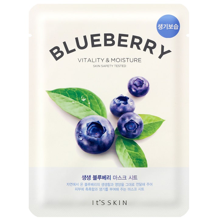 It'S SKIN Blueberry Vitality & Moisture Mask Sheet 1 st återfuktande ansiktsmask med blåbär och gröna blad