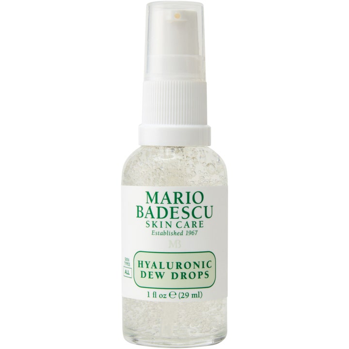 Mario Badescu Hyaluronic Dew Drops 29 ml fuktgivande ansiktsserum i genomskinlig pumpflaska med bubblig textur.