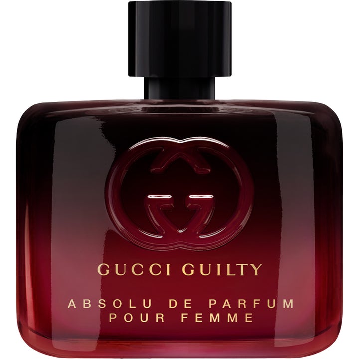 Gucci Guilty Pour Femme Absolu de Parfum 60 ml parfym i en mörkröd glasflaska med svart kork och guldfärgad text