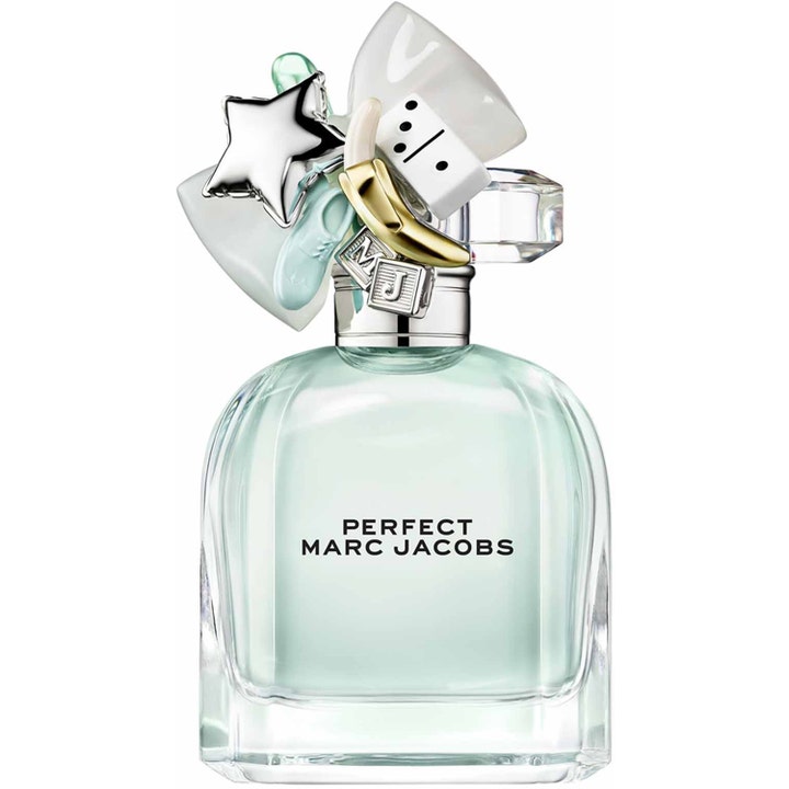 Marc Jacobs Perfect Eau de Toilette 50ml parfym i glasflaska med ljusgrön vätska och lock prytt med berlocker