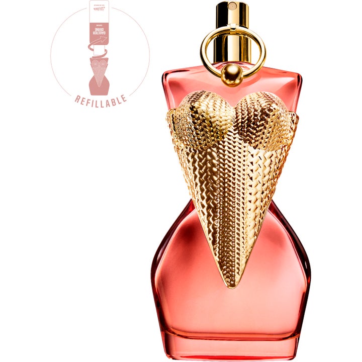 Jean Paul Gaultier Gaultier Divine Couture 100ml edp ger en feminin parfym i påfyllningsbar rosa torsoflaska med guldkorsett