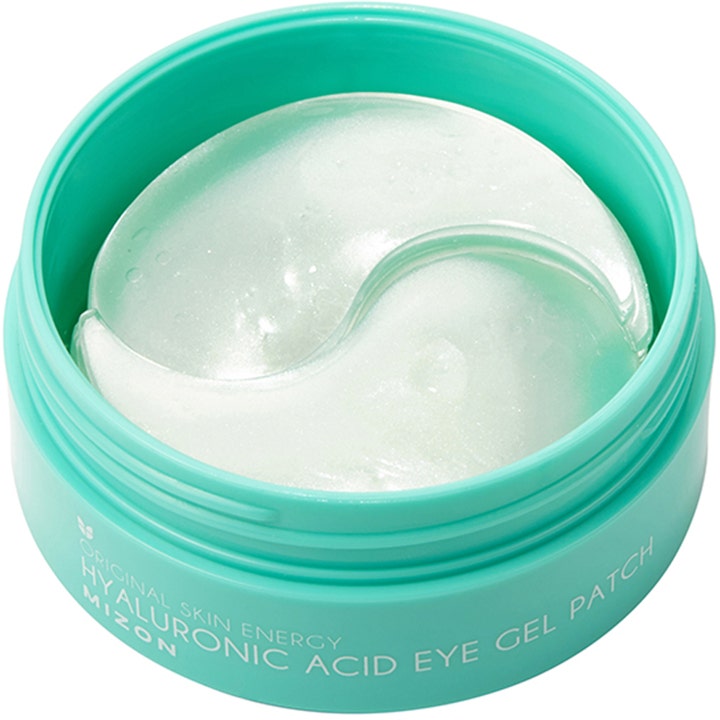 Mizon Hyaluronic Acid Eye Gel Patch 60 st återfuktande ögonmask Mizon med skimrande vita gelpatches i turkos burk