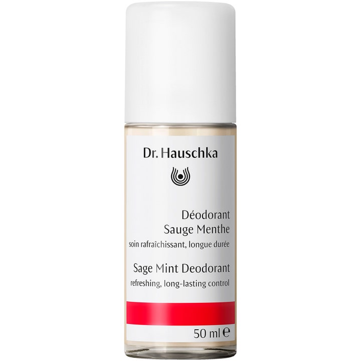 Dr Hauschka Salvia Mint Deodorant 50 ml ekologisk mint deodorant ger fräschör i glasflaska med vitt lock.