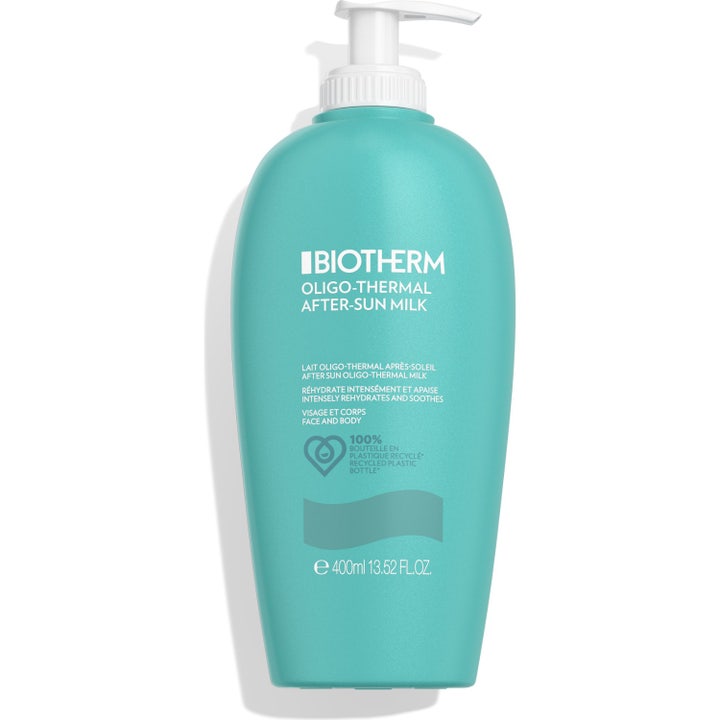 Biotherm Oligo-Thermal After-Sun Milk 400ml biotherm after sun ansikte kropp ger svalkande hydrering i turkos pumpflaska.