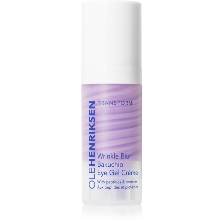 Ole Henriksen Wrinkle Blur Bakuchiol Eye Gel Crème 18ml rynkreducerande ögonkräm i pumpflaska med lila och vit gel