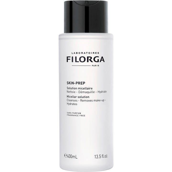 Filorga Skin-Prep Micellar Solution 400 ml ansiktsrengöring i vit plastflaska med svart skruvkork