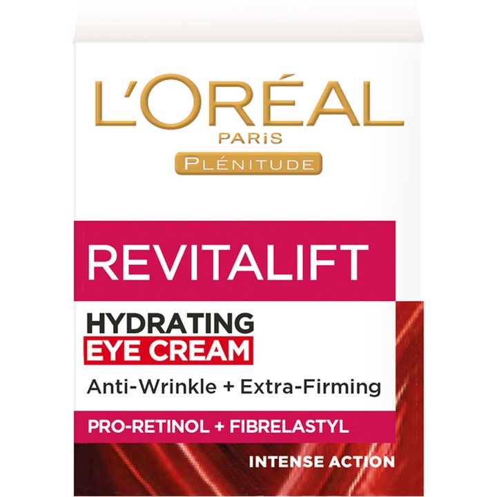 L'Oréal Paris Revitalift 15 ml antirynk ögonkräm mot påsar i vit och röd ask med Pro-Retinol och Fibrelastyl