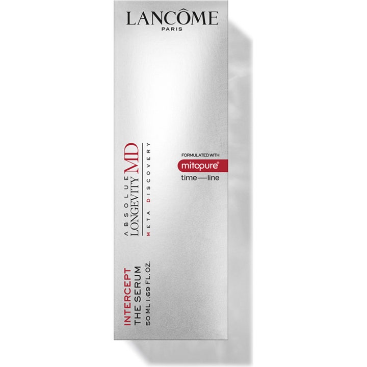 Lancôme Absolue Longevity MD Intercept The Serum 50 ml föryngrande ansiktsserum i silverfärgad box med Mitopure.