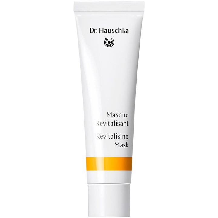 Dr Hauschka Revitalising Mask revitaliserande återfuktande ansiktsmask i vit tub med orange rand och vitt lock