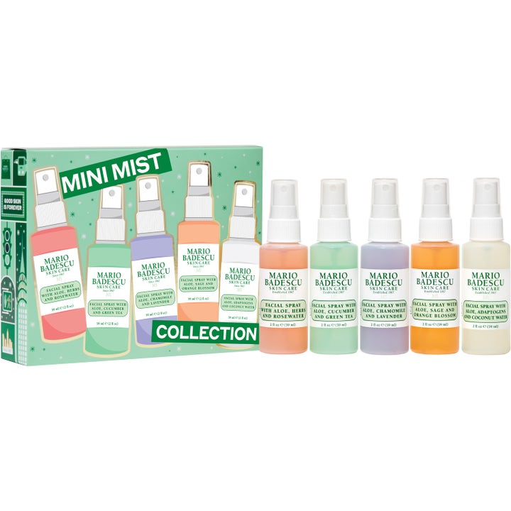 Mario Badescu Mini Mist Collection 5x59 ml återfuktande ansiktssprayer i färgglada flaskor med vit kork