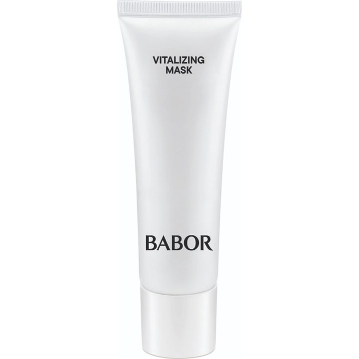 Babor Skinovage Vitalizing Mask vitaliserande mask i vit stilren plasttub med guldtext som ger huden ny lyster