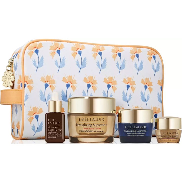 Estée Lauder Revitalizing Supreme+ Youth Power Creme Set hudvårdskit i blommig necessär med lyxiga gulddetaljer