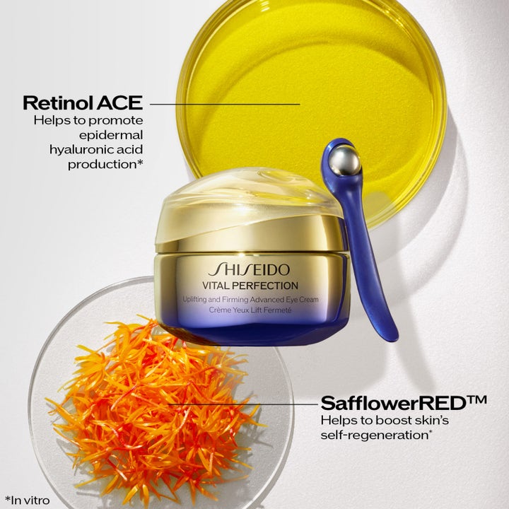 Shiseido Vital Perfection Advanced Eye Cream 15 ml ger lyft med retinol och SafflowerRED ingredienser