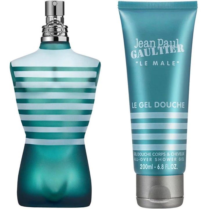 Jean Paul Gaultier Le Male gåvoset 275 ml jean paul gaultier le male parfym herr i turkosrandig torsoflaska och tub