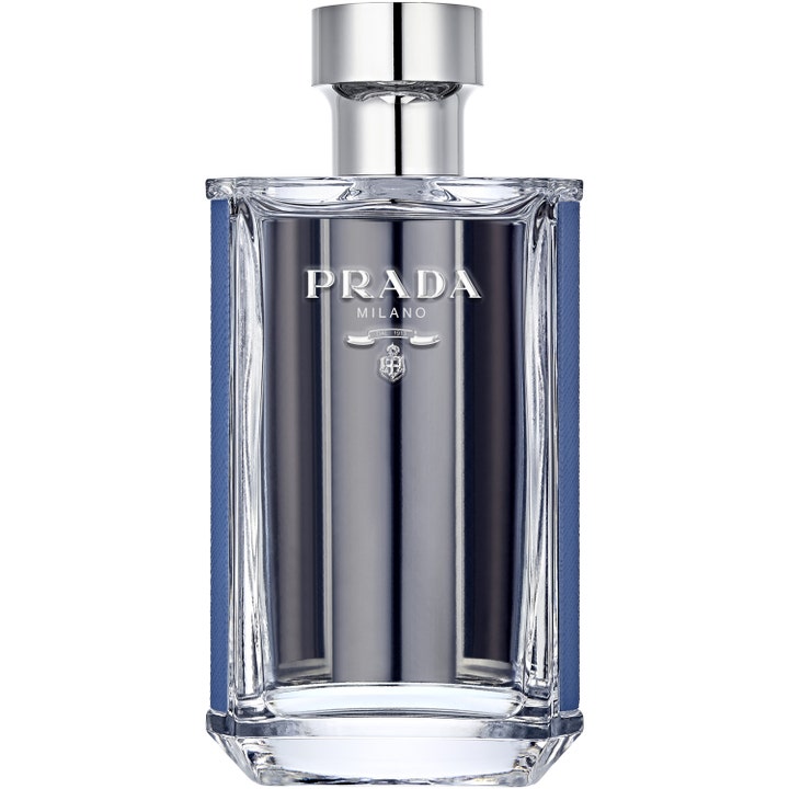 Prada L'Homme L'Eau 100 ml lyxparfym herr för daglig parfym i glasflaska med blå texturerade sidor och silverlock
