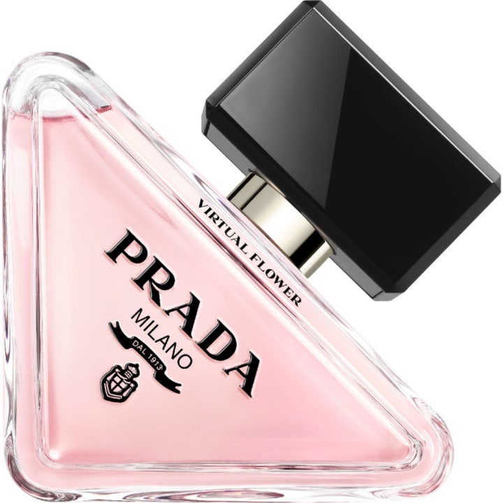Prada Paradoxe Virtual Flower 50 ml edp blommig parfym dam i en triangulär glasflaska med rosa vätska och svart lock